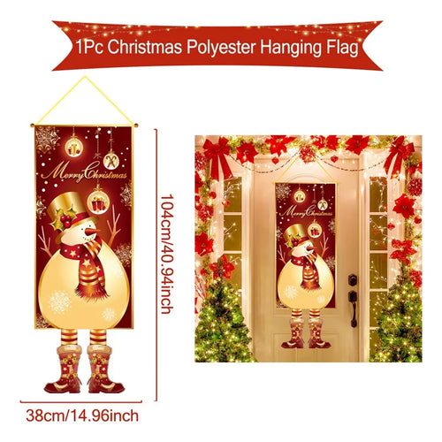 Christmas Hanging Flag Decoration Merry Cristmas Decor for Home 2024