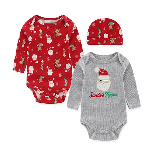 Unisex Chrismas Sets 3Pieces Cotton Newborn Baby Girl Clothes Animal