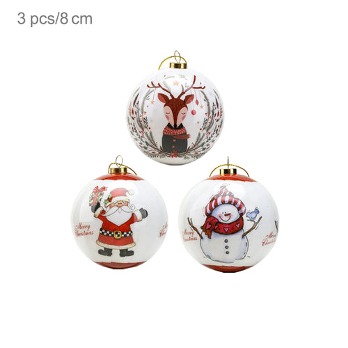 3pcs 8cm Christmas Balls Original Gifts Christmas Decoration 2024