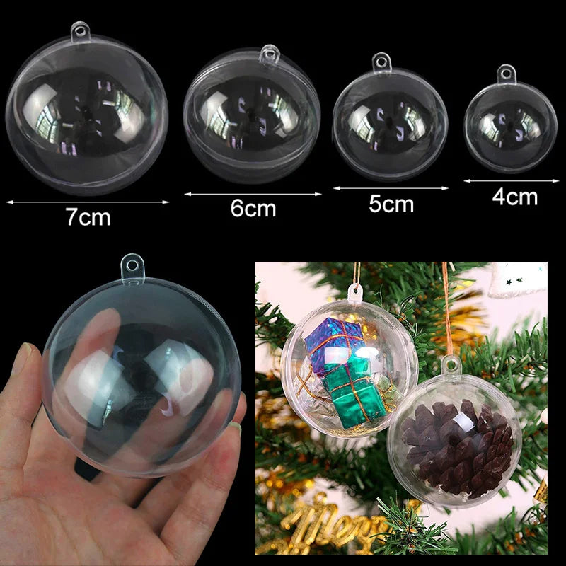 5/10pcs Christmas Clear Fillable Ornaments Ball Hanging Pendant Xmas