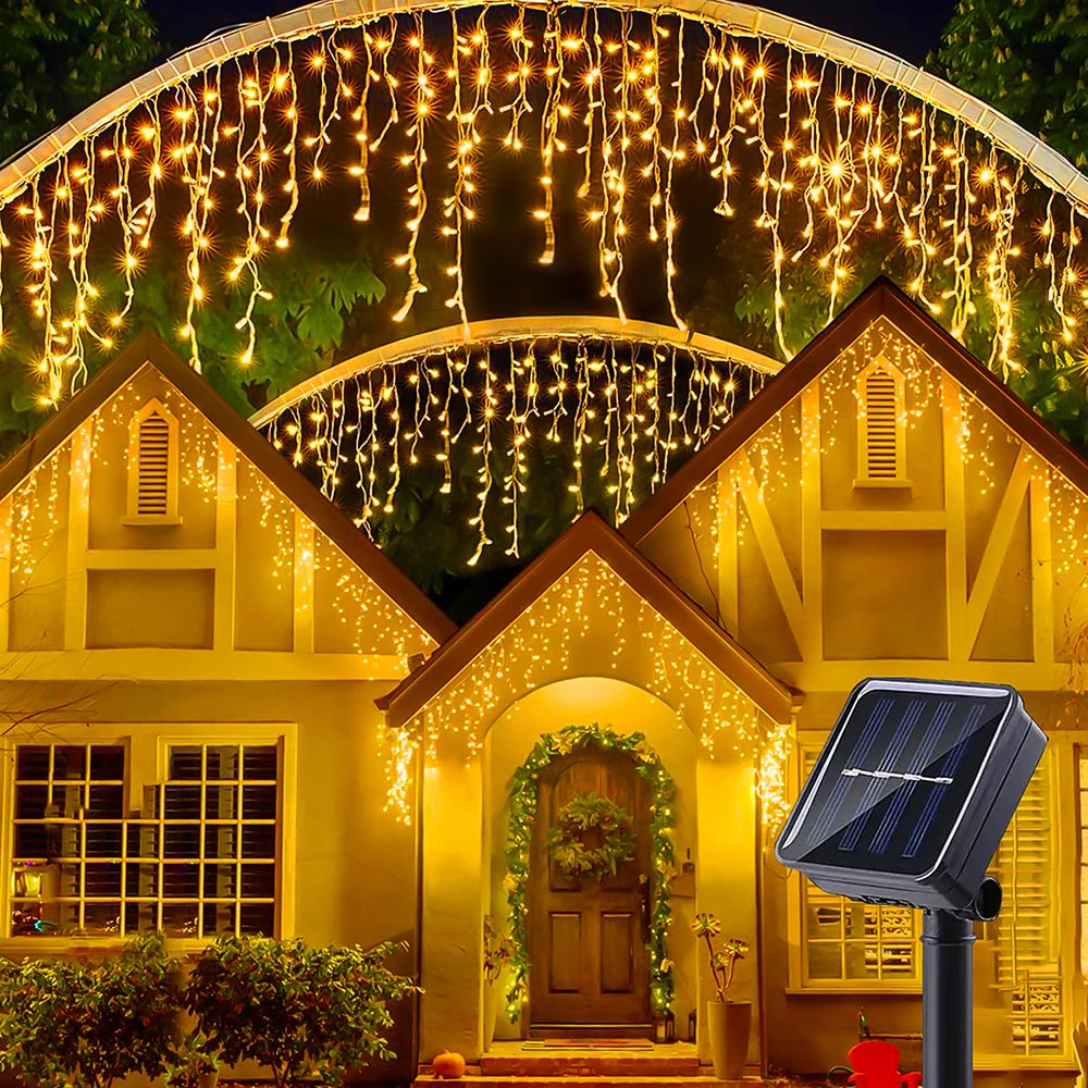 Solar Icicle String Lights 3.5M LED Waterproof Eaves Decor Light