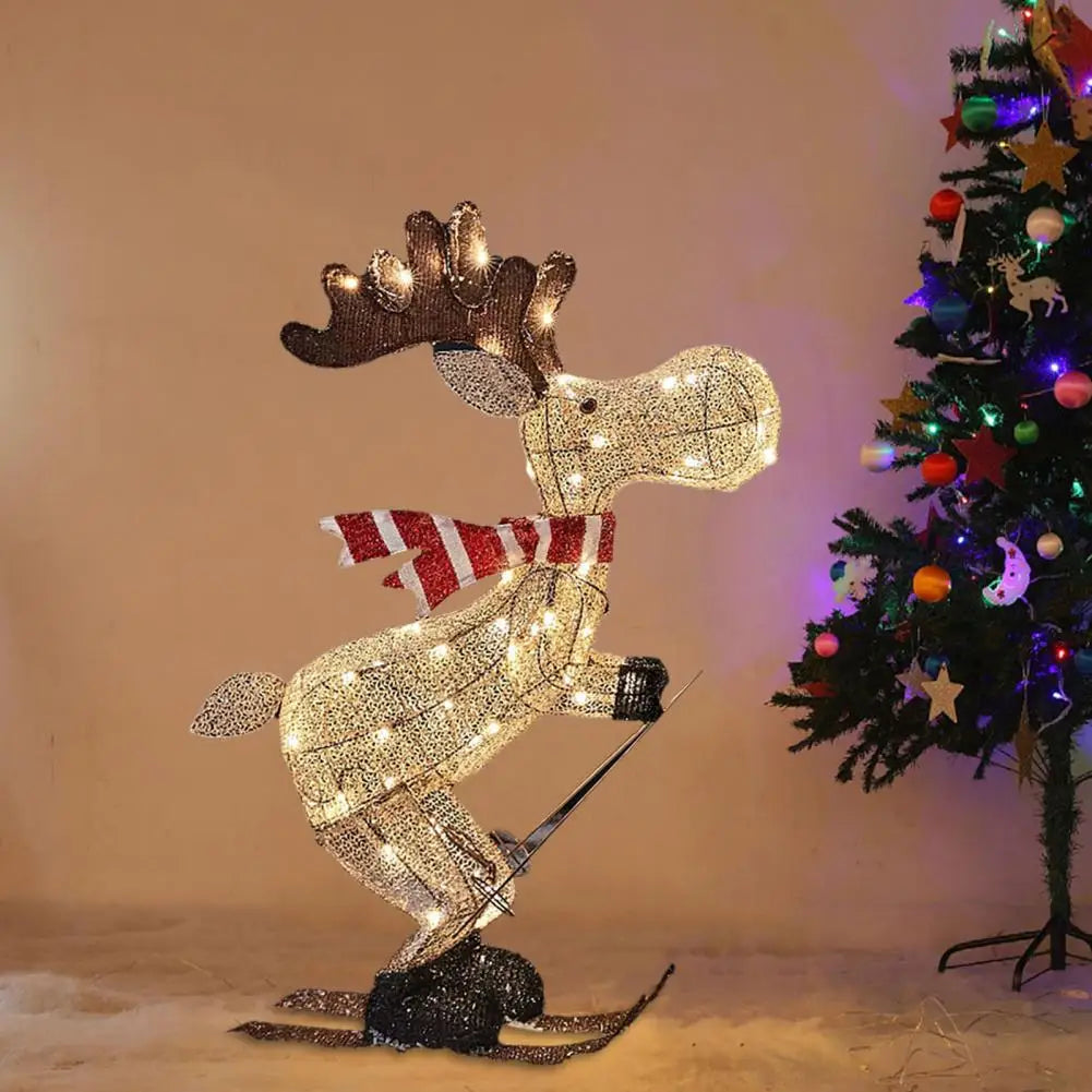 Glowing Ski Reindeer Ornaments Reindeer Lawn Decorations 3d Glowing