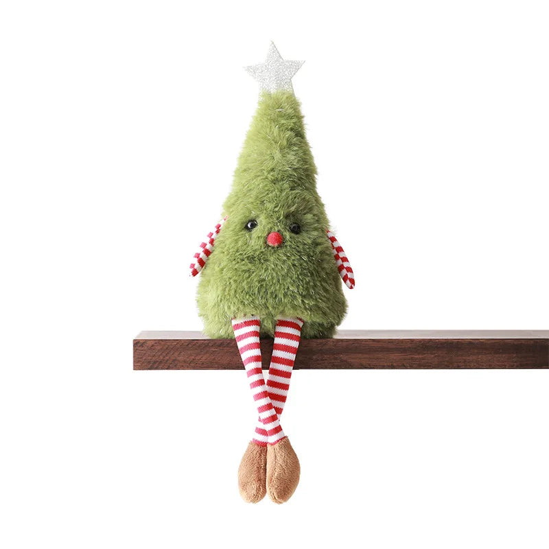 Christmas Decor Cute Plush Christmas Tree Wreath Hanging Leg Doll