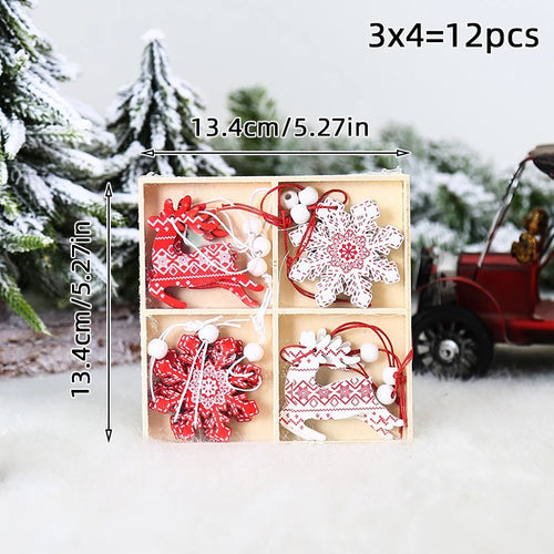 9/12pcs Christmas Dwarf Wooden Pendant Christmas Tree Hanging