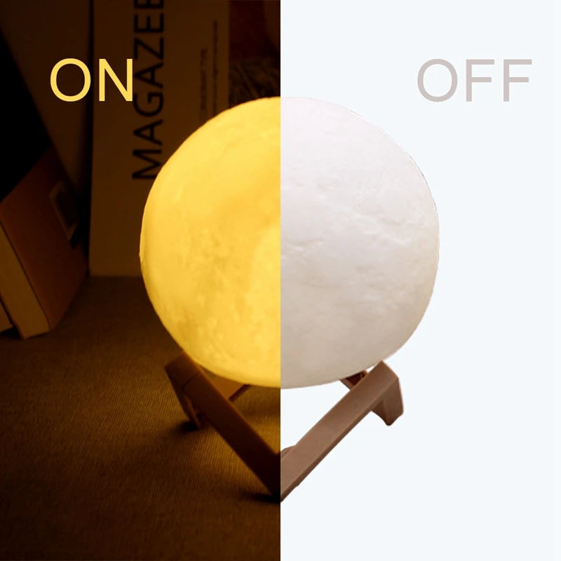 LED Night Light 3d Printing Moonlight 8 cm Bedroom Decoration