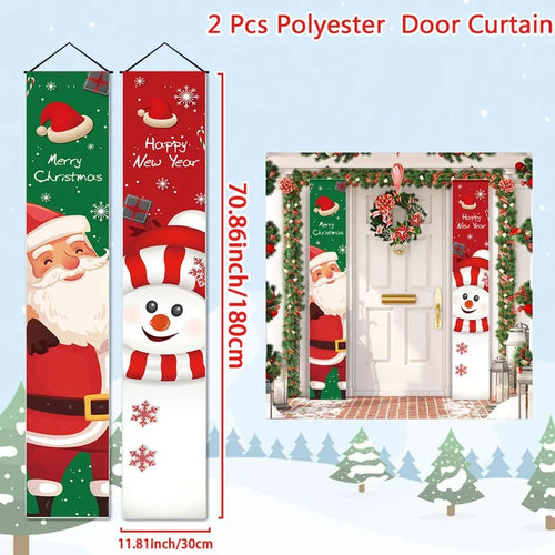 Merry Christmas Door Banner Decoration 2024 Christmas Decor for Home