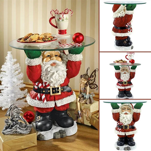 Santa Claus Sculptural Glass Topped Holiday Table Resin Ornament