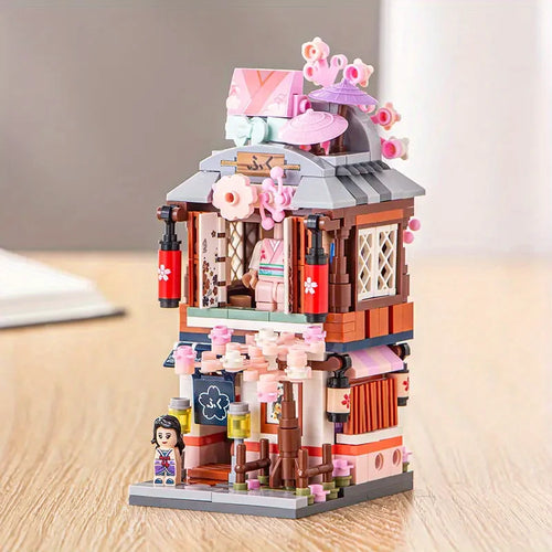 Japanese Street View Building Blocks, Mini DIY Bricks Building Model