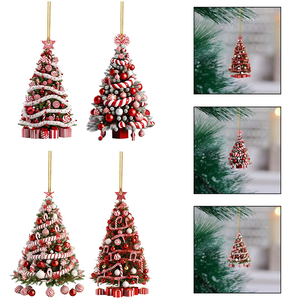 New Year 2025 Light Reflection Christmas Tree Pendant Gifts Decor