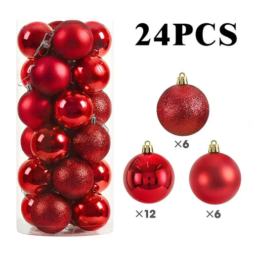 24/pcs 8CM Christmas Ball Ornaments Set Painted Plastics Christmas