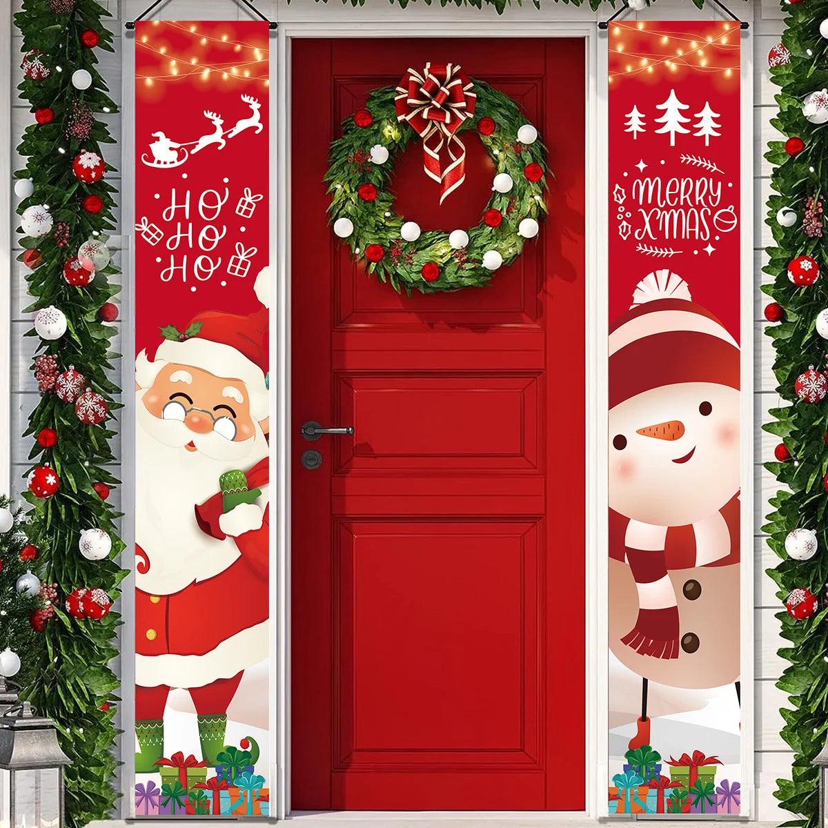 Merry Christmas Door Banner Decoration 2024 Christmas Decor for Home