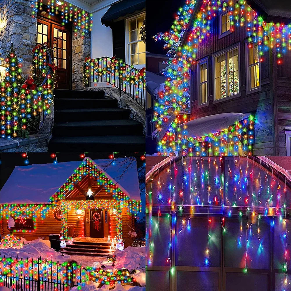 3.5M/7.5M Solar Curtain Icicle Light Outdoor Eaves Decor String Lights