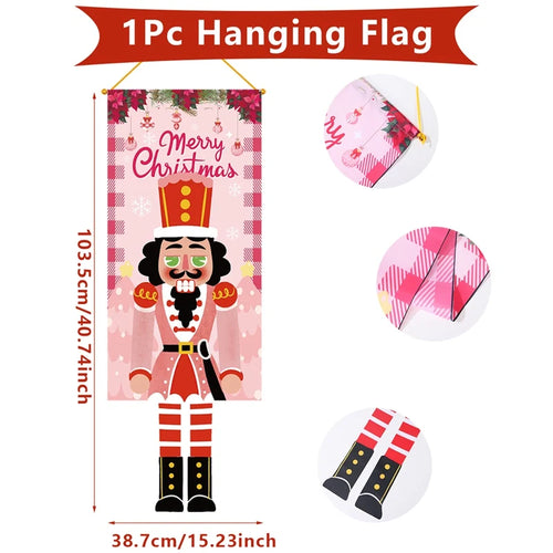 Christmas Hanging Flag Decoration Merry Cristmas Decor for Home 2024