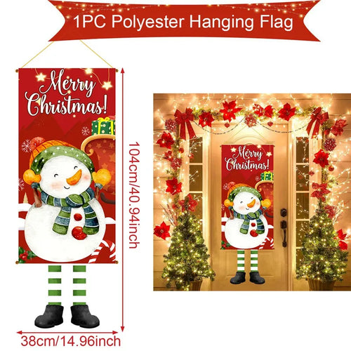 Christmas Hanging Flag Decoration Merry Cristmas Decor for Home 2024