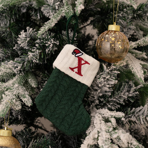 Christmas ornaments letter knitted socks Embroidered puppy footprint