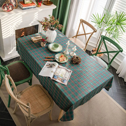 Christmas Themed Checkered Tablecloth, Suitable For Holiday Parties,