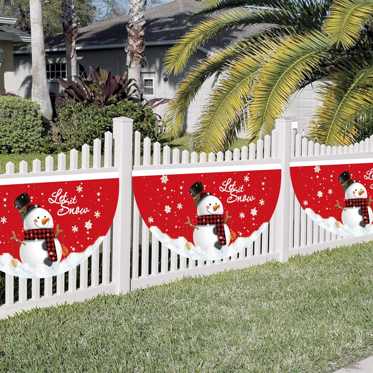 Christmas Fan-shaped Flag Banner Christmas Decoration for Home 2024