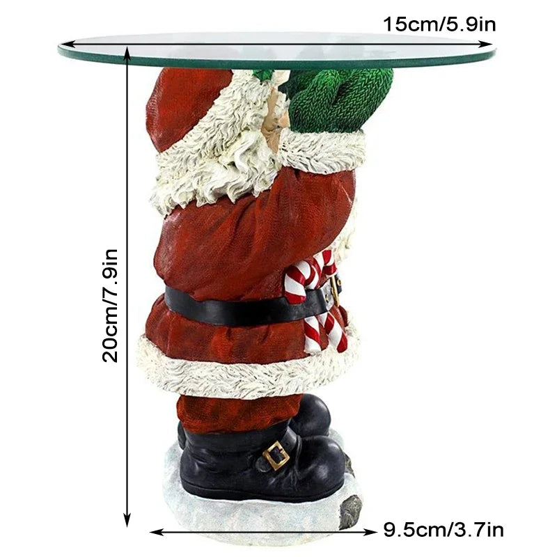 Santa Claus Sculptural Glass Topped Holiday Table Resin Ornament