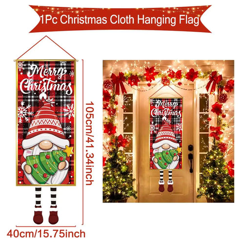 Christmas Hanging Flag Porch Door Banner Christmas Decorations For