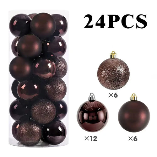 24/pcs 8CM Christmas Ball Ornaments Set Painted Plastics Christmas