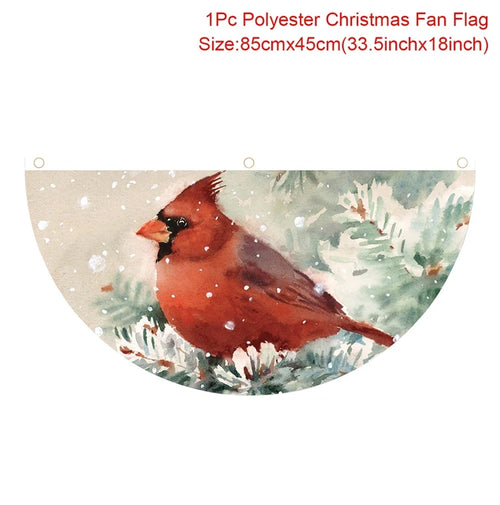 Christmas Fan-shaped Flag Banner Christmas Decoration for Home 2024