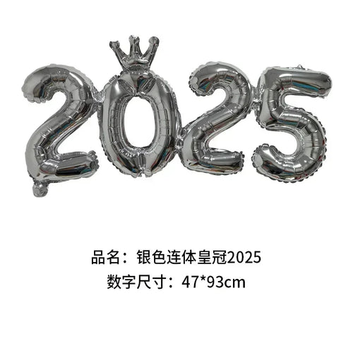 2025 Crown Number Foil Balloons Happy New Year Eve Party Decoration