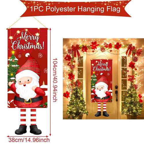 Christmas Hanging Flag Decoration Merry Cristmas Decor for Home 2024