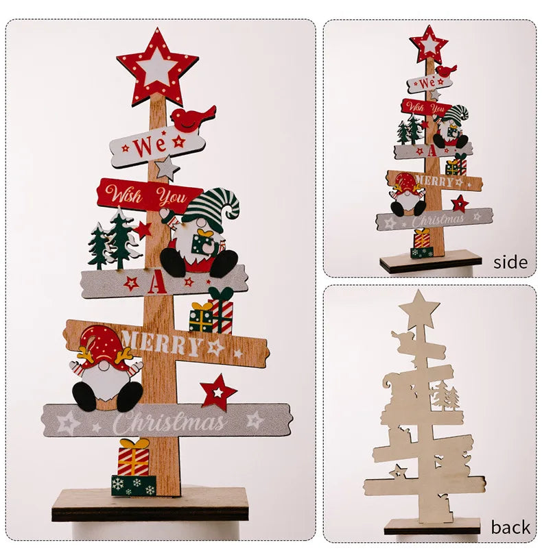 Desktop Christmas Tree Santa Claus DIY Decoration Wooden Christmas