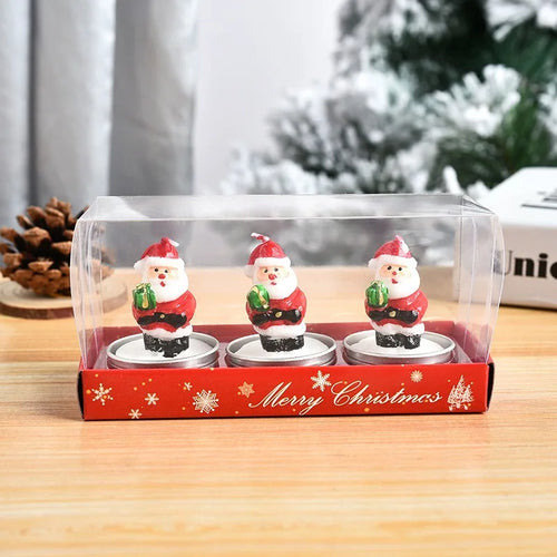 3Pcs/Set Christmas Candles Santa Snowman Xmas Tree Paraffin Gift Box