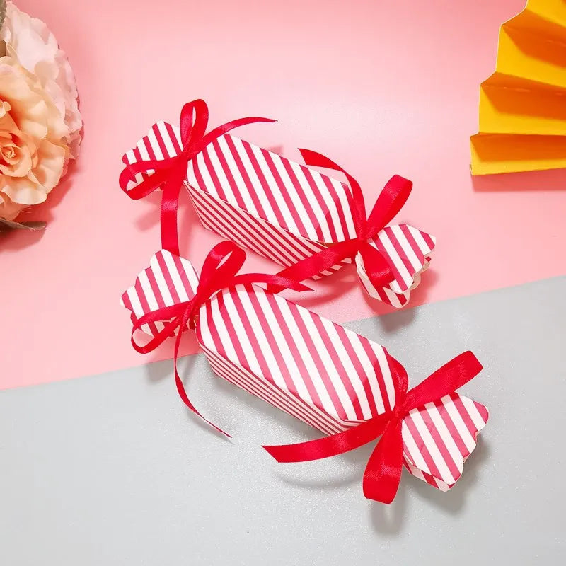 10pcs Candy Box For Christmas With Ribbons DIY Sweets Chocolate