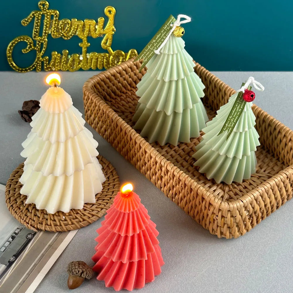 3D Geometric Pine Silicone Candle Mold DIY Christmas tree Craft Gifts