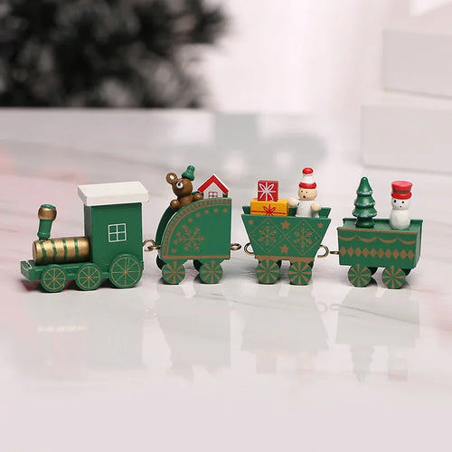 Wooden Christmas Small Train Xmas Ornaments Merry Christmas Decor For