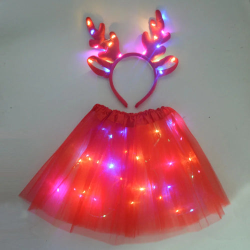 Women Kids Fairy Costume Girls Light Up Led Tutu Skirt Glow Magic Elk