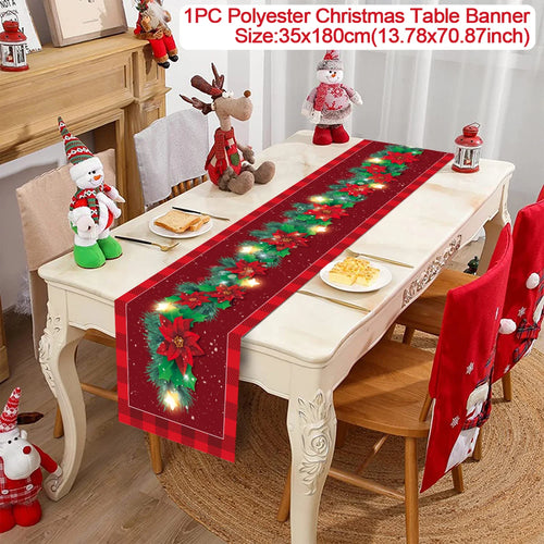 Christmas Polyester Table Runner Merry Christmas Decoration For Home