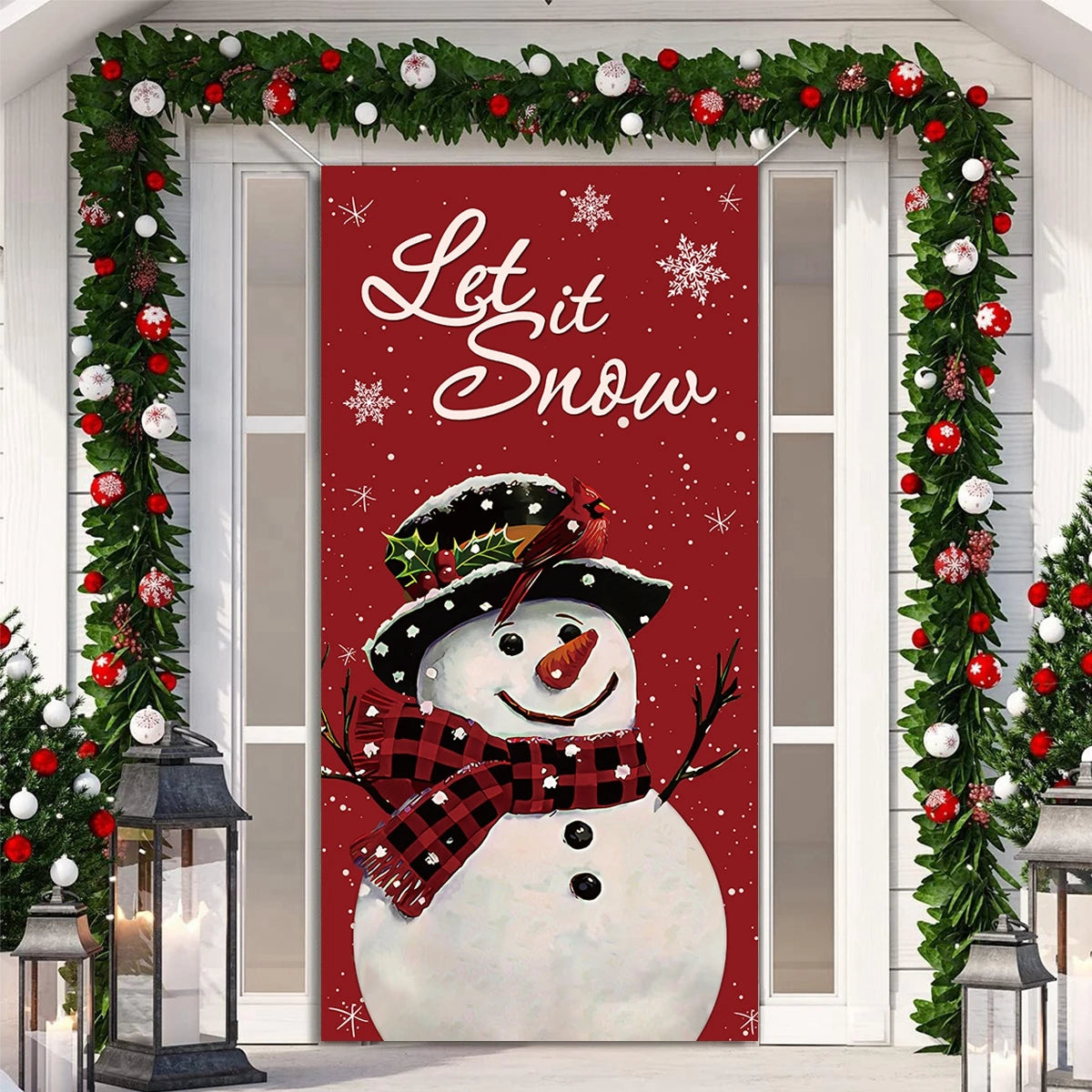 Christmas Hanging Flag Porch Door Banner Christmas Decorations For