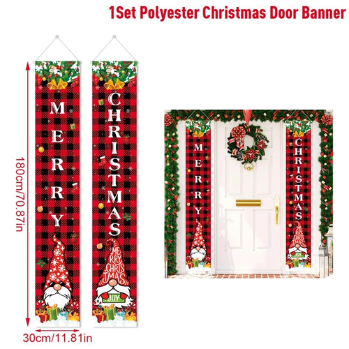 Merry Christmas Door Banner Decoration 2024 Christmas Decor for Home