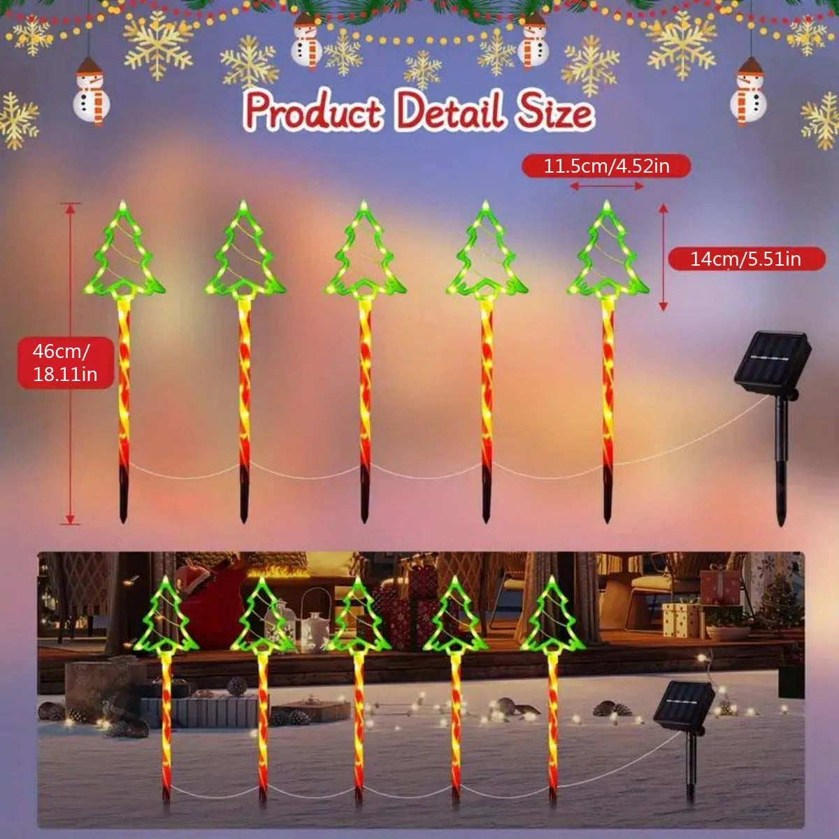 5pc/set solar candy Christmas tree ground installation decorative