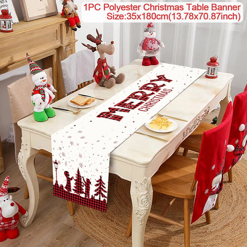 Christmas Polyester Table Runner Merry Christmas Decoration For Home