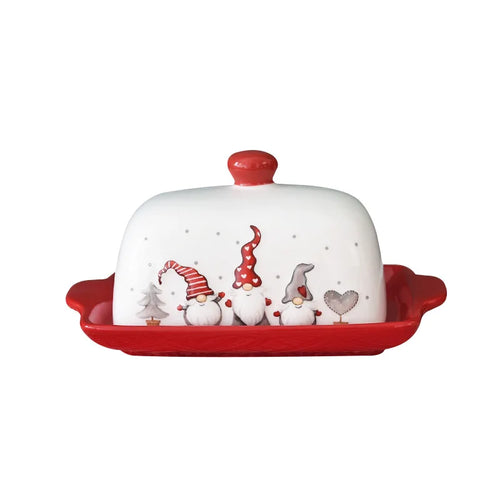 Nordic Ceramic Butter Dish with Lid Santa Claus Chrismas Food Service