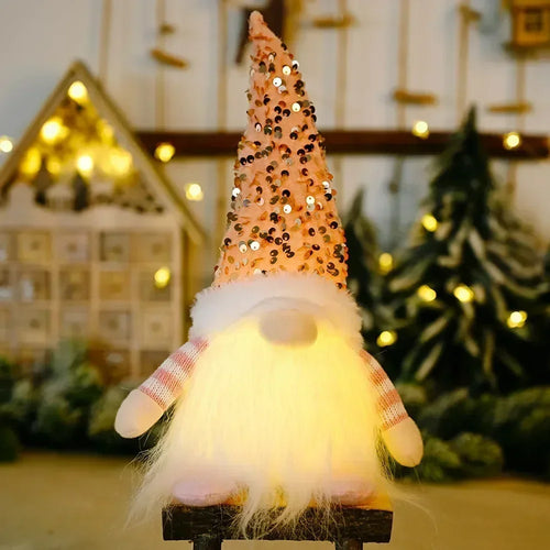 Glowing Knitted Gnome Doll with Led Night Light Christmas Decorations