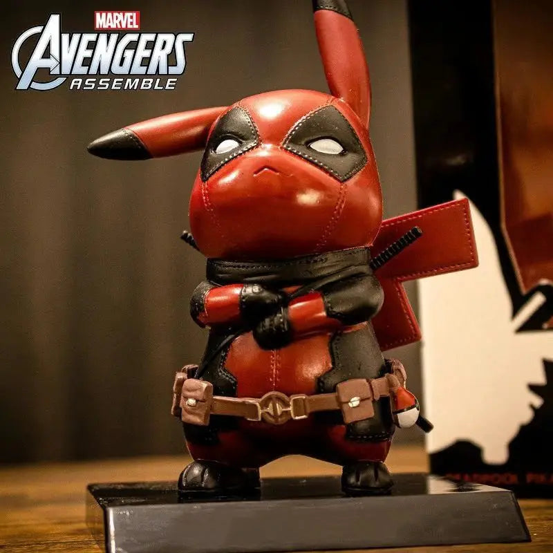 Pikachu Cos Deadpool Figure Q-Version Pikachu Action Figures Statue