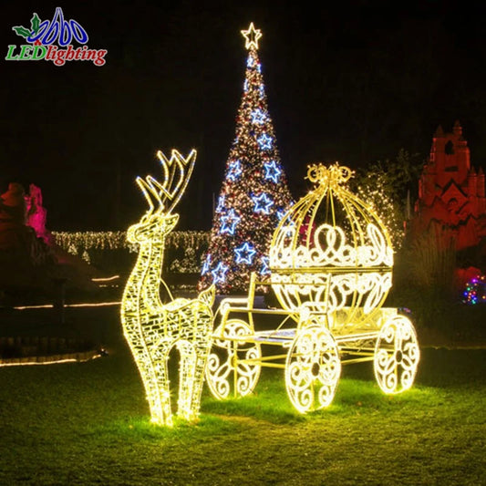 custom.hot sell reindeer light outdoor reindeer led with sleigh