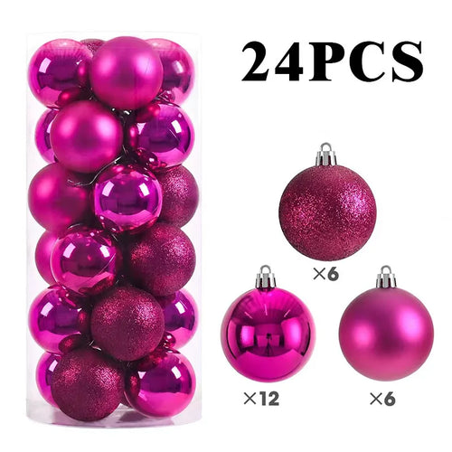 24/pcs 8CM Christmas Ball Ornaments Set Painted Plastics Christmas