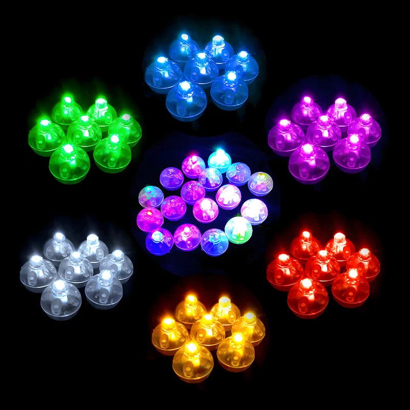 10/20/100Pcs Tumbler Small Round Ball Glow Light Balloon LED Flash