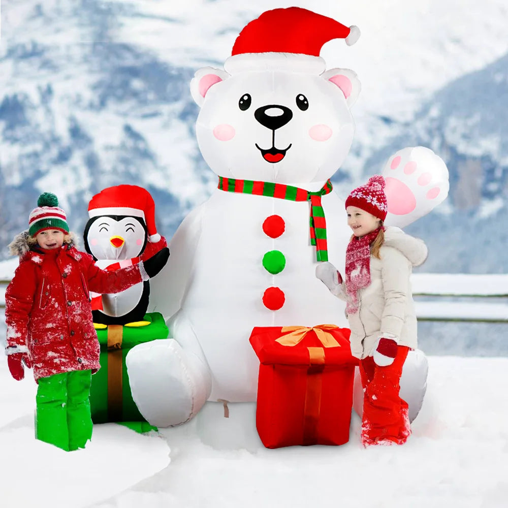 6FT Christmas Inflatables Outdoor Decorations Polar Bear Inflatable