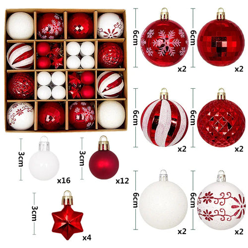 Christmas Ball Ornament Set Big Xmas Tree Hanging Pendant Snowflake