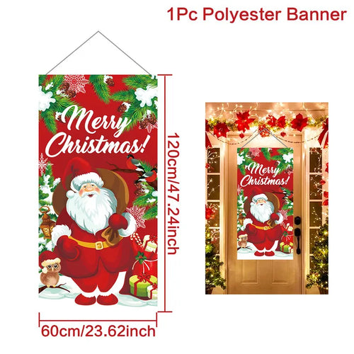 Christmas Hanging Flag Porch Door Banner Christmas Decorations For