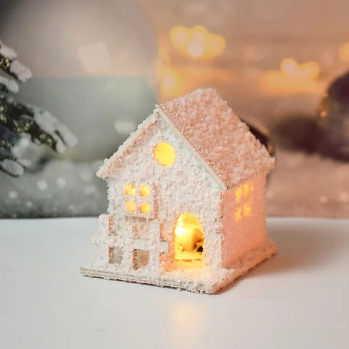 2024 Christmas Led Light Wooden House with Snowflake Luminous Cabin