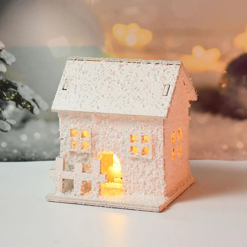 2024 Christmas Led Light Wooden House with Snowflake Luminous Cabin