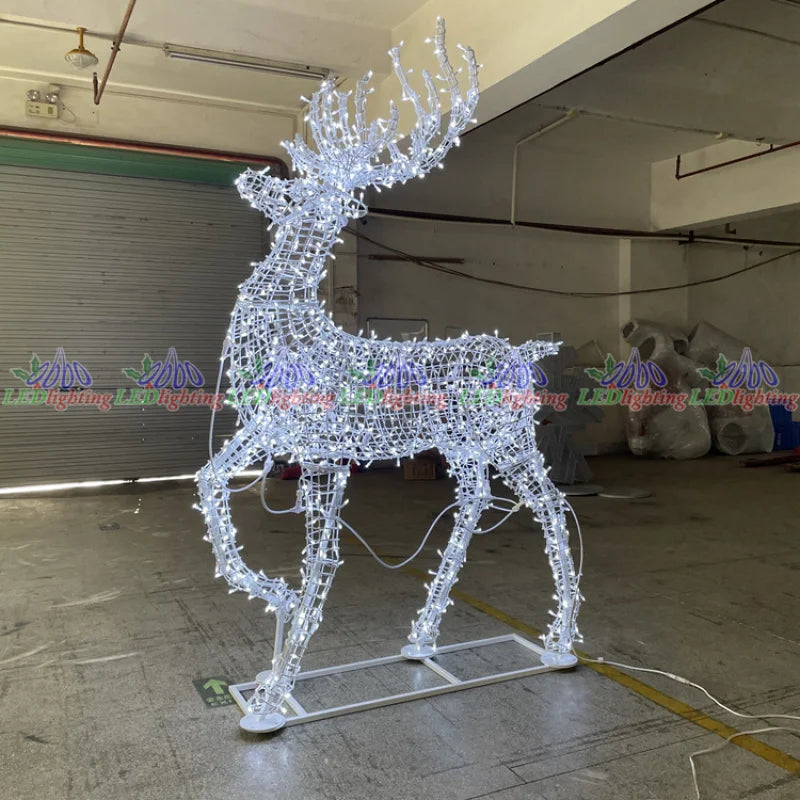 Custom. White Outdoor Commercial Motif Lights 3D LED Reindeer